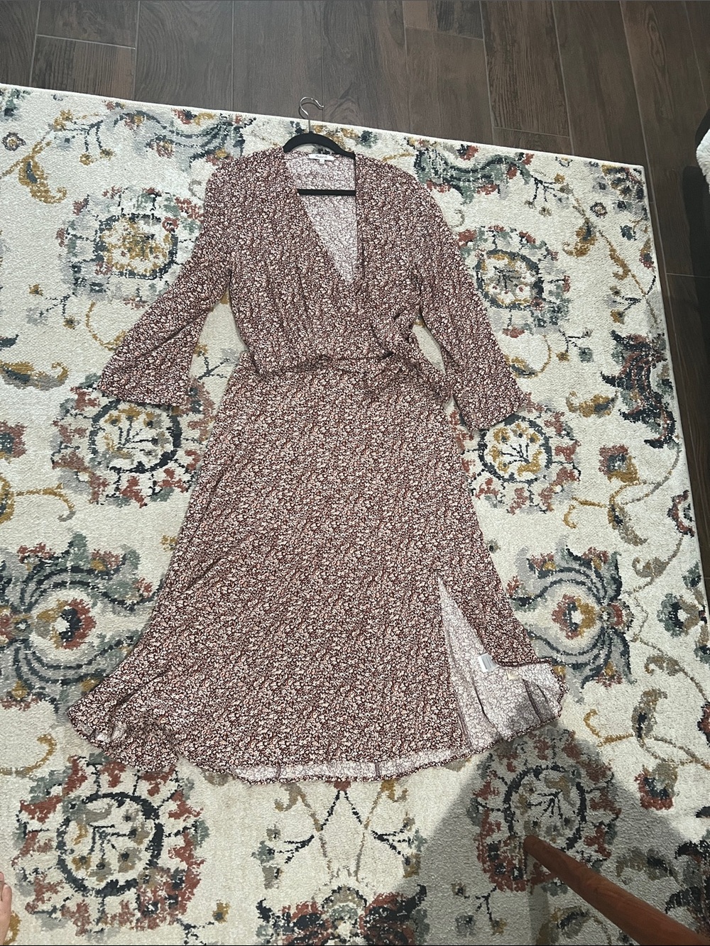 Madewell Dusty Rose Floral Wrap Midi Dress